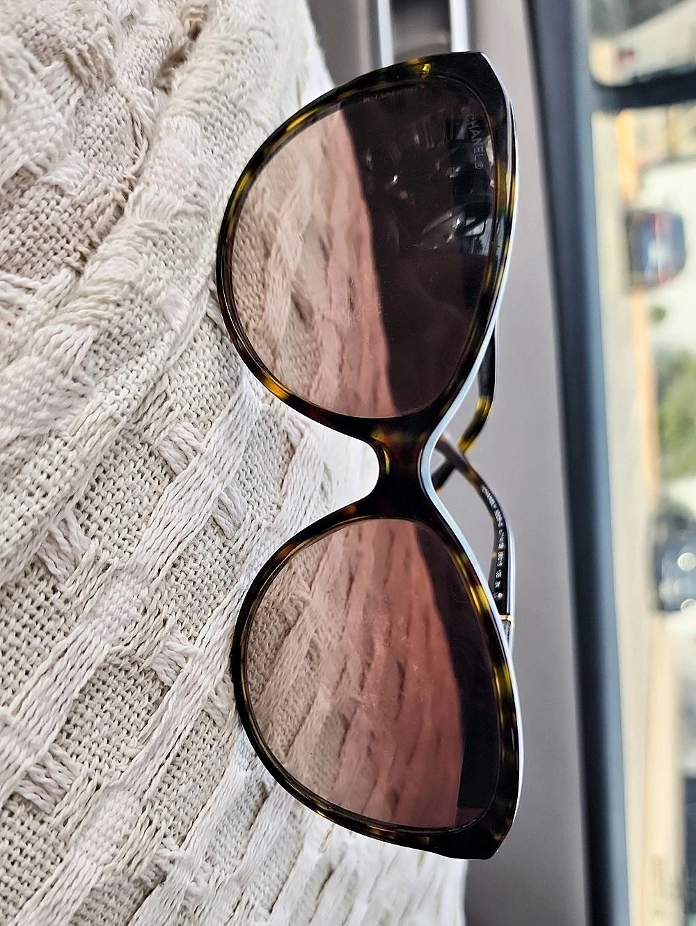Chanel Quilted Leather Arm Tortoise Sunglasses 5225-Q Tortoiseshell Sunglasses